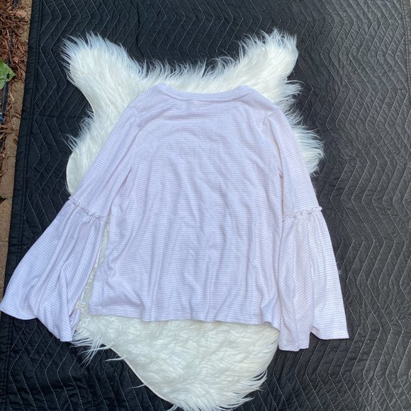 NWT Lauren Conrad Bell Sleeve Striped Long Sleeve Casual Shirt Size Small - Picture 5 of 5